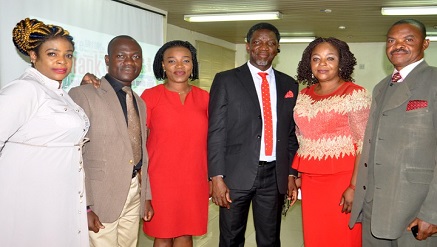 (L-r): Toyin Adeseun-Nwosu, public relation executive; Oladapo Soneye, assistant general secretary; Thelma Okoh, general secretary; Olusegun McMedal, chairman; Comfort Nwankwo, vice chairman and Kalu Olekauwa, treasurer, executives of the Lagos State Chapter of NIPR during the inaugural press briefing to unveil the Membership Audit agenda for the Chapter at Elomaz Hotel, Ikeja, Lagos, during the week.